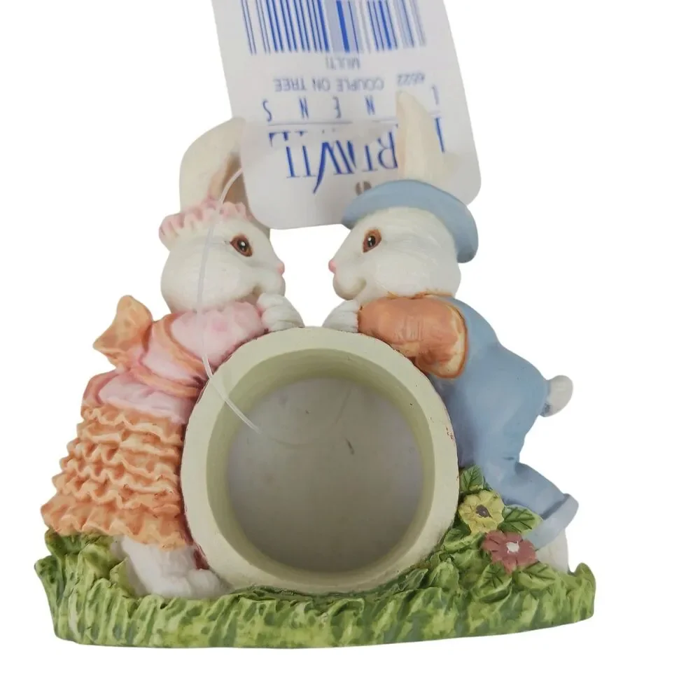 Set of 4 Easter Bunny Rabbit Napkin Holder Rings Resin NWT Bardwil Linens